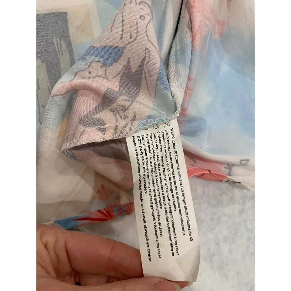 Zeagoo Womens Button Up Blouse XL White Riviera Postcard Print resort vacation - Picture 8 of 8